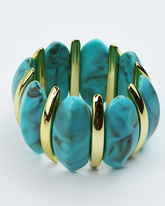 Chunk It Up Stretch Bracelet - Turquoise