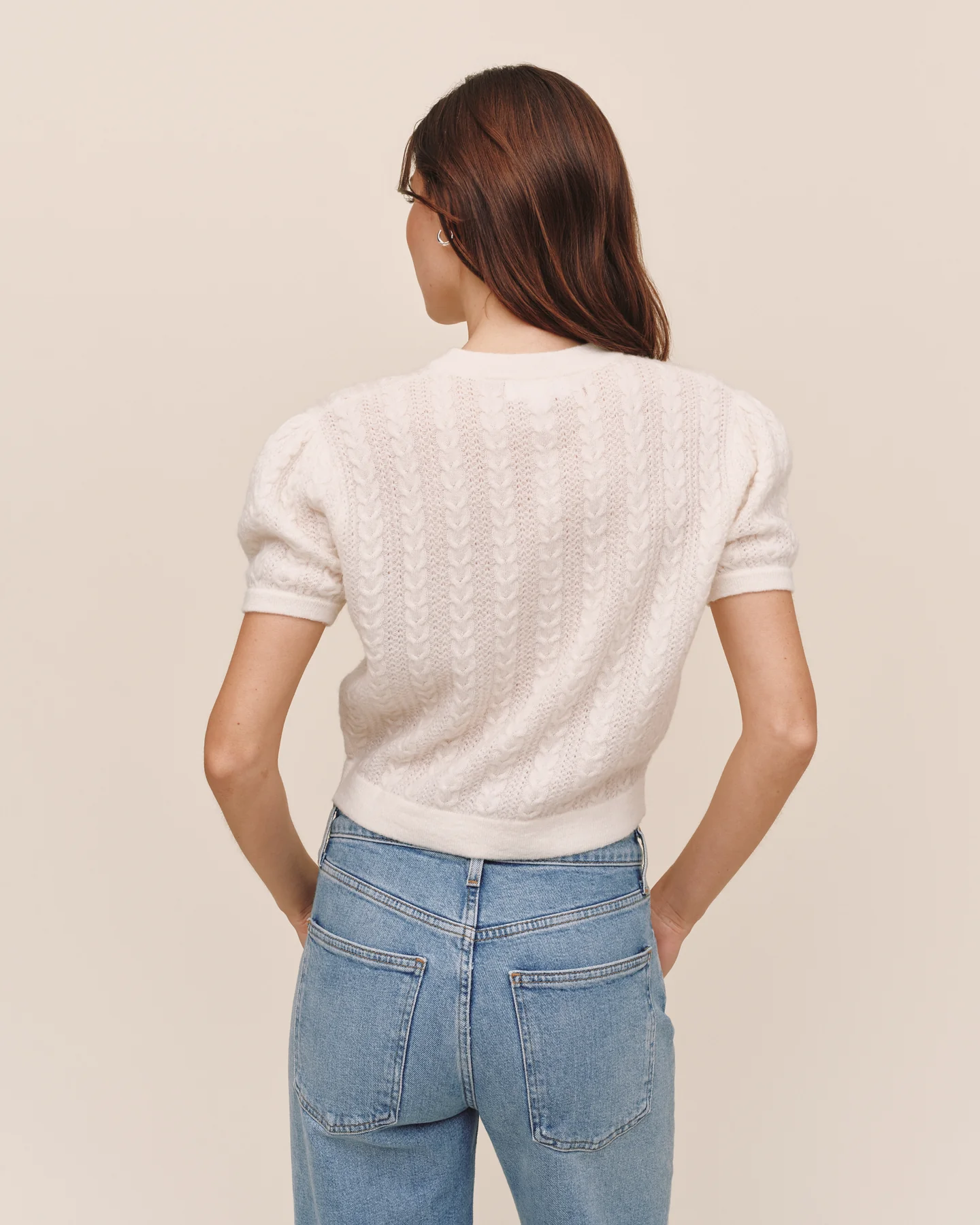 Short Sleeve Cardigan - Ivory