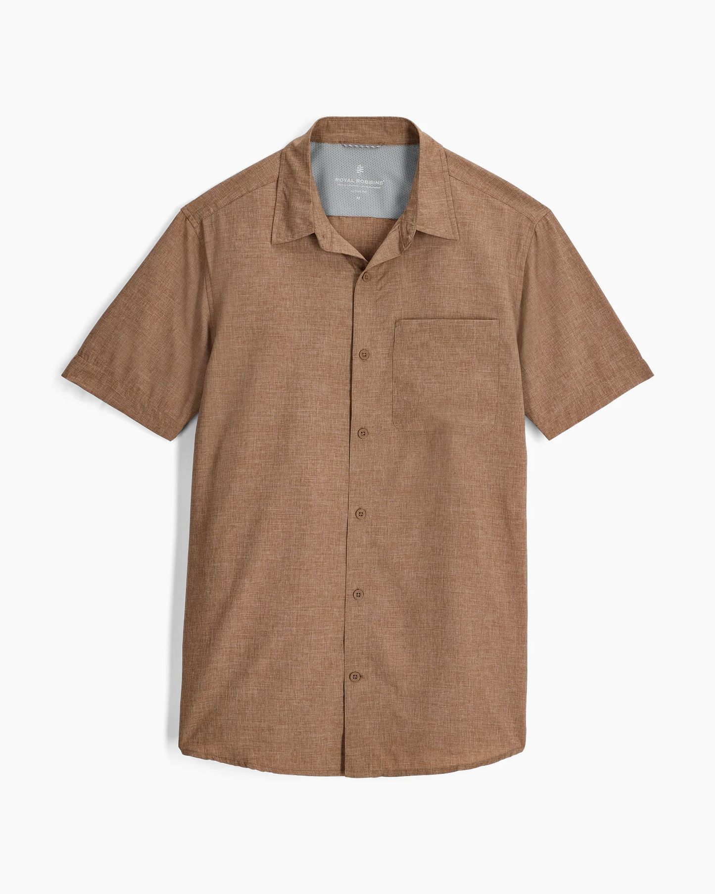 M Amp Lite II S/S - Walnut Htr, stretch brown short sleeve shirt by ROYAL ROBBINS, curated Texas