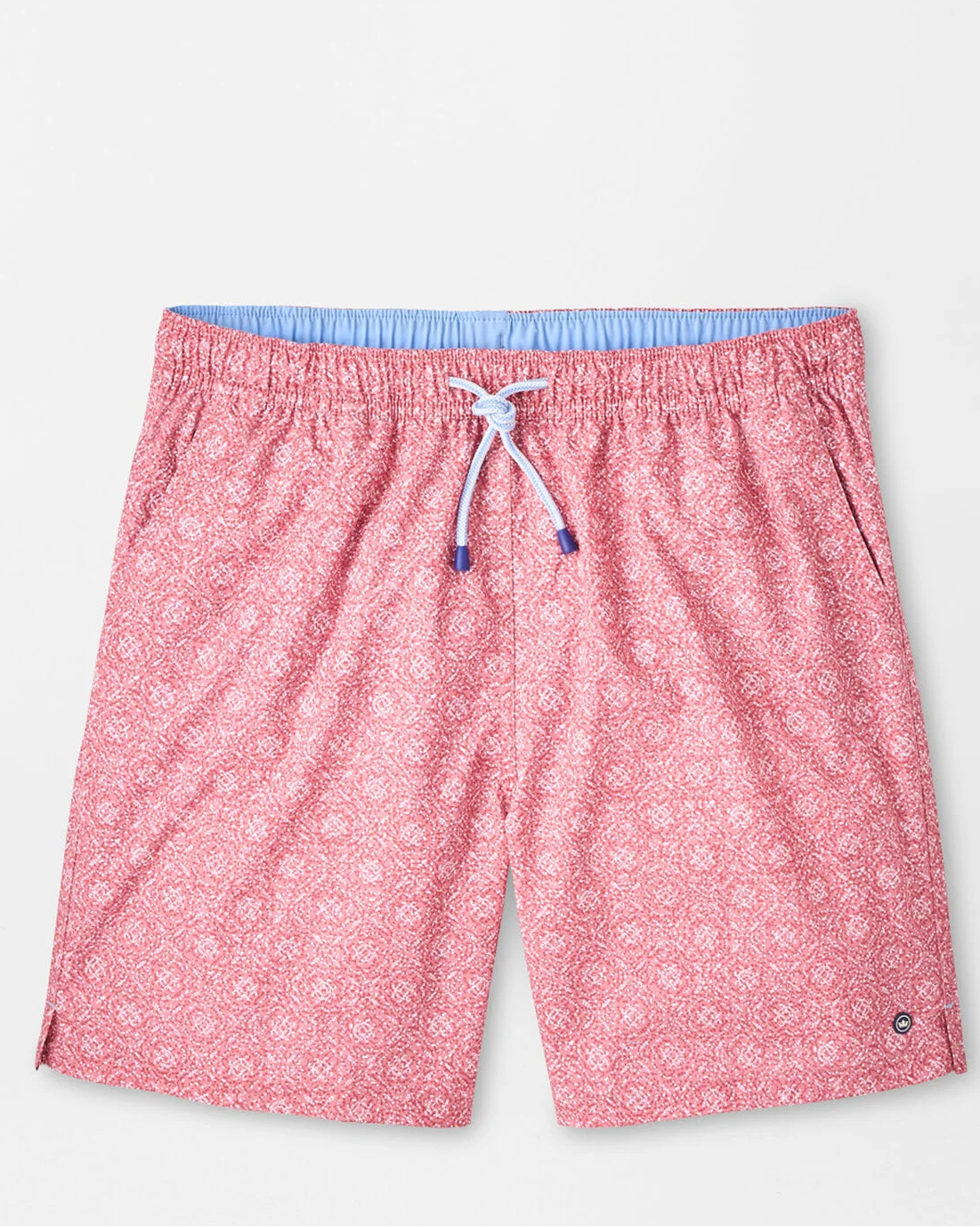 Knox Swim Trunk in pink geometric pattern with quick-dry stretch fabric by PETER MILLAR