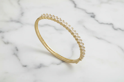 Bangle With Cz featuring 14K gold plated and silver surgical steel with CZ accents, FOSSICK IMPORTS Women's Jewelry HCO
