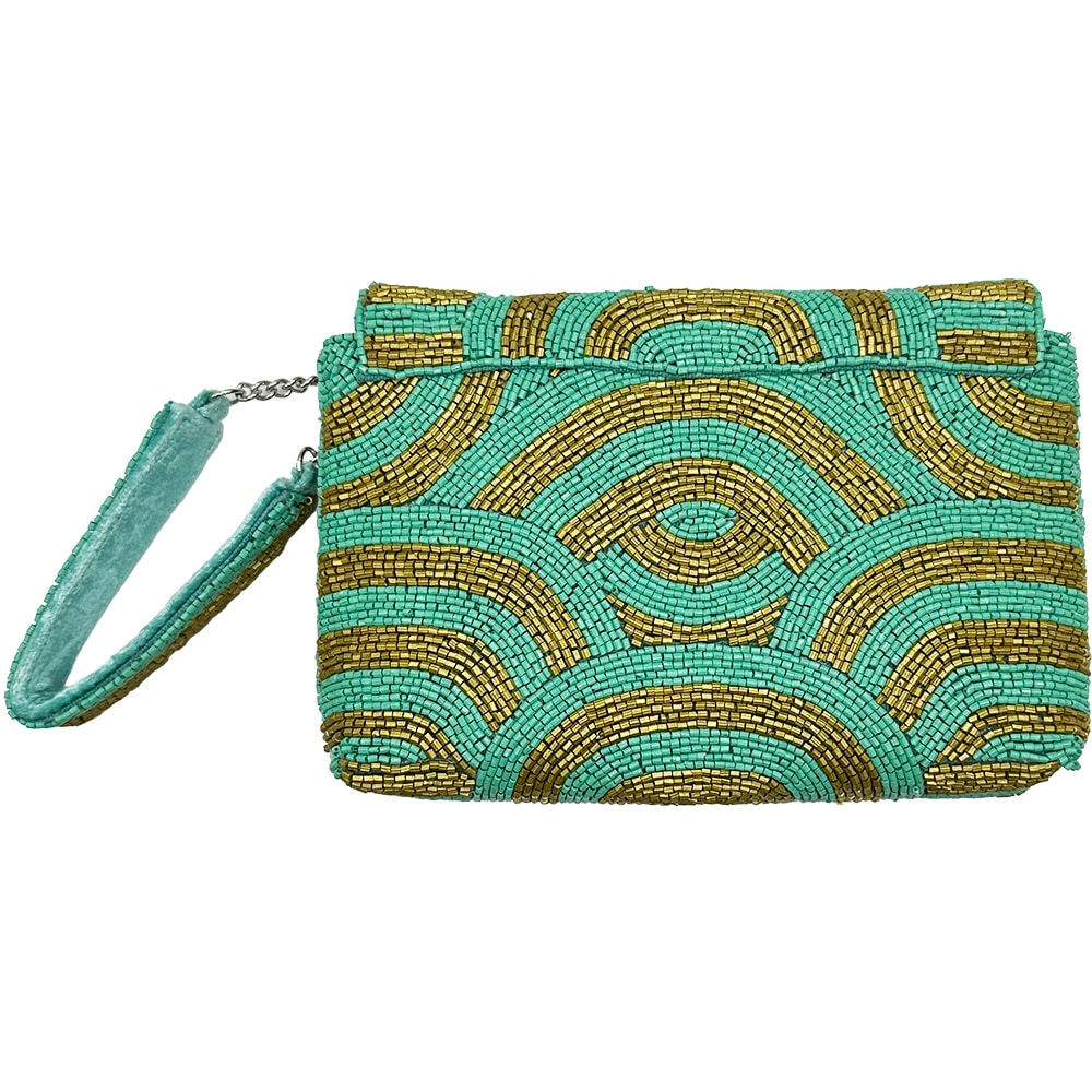 Turquoise And Gold Wristlet