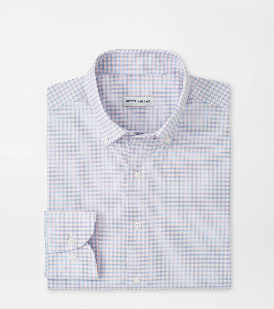 Gregory Performance Twill Sport Shirt in light checkered pattern with stretch, moisture wicking, UV protection