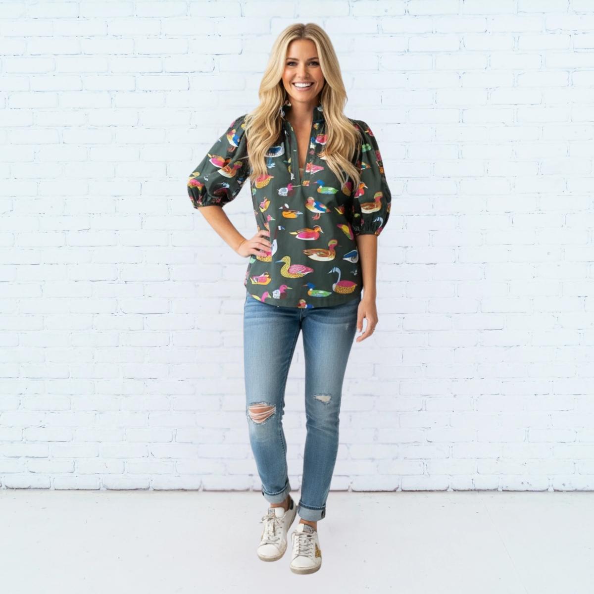 ANNA DUCK TOP OLIVE
