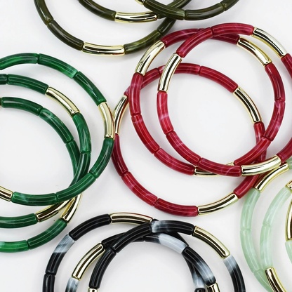 Dainty Glam Stretch Bracelet Set - Green