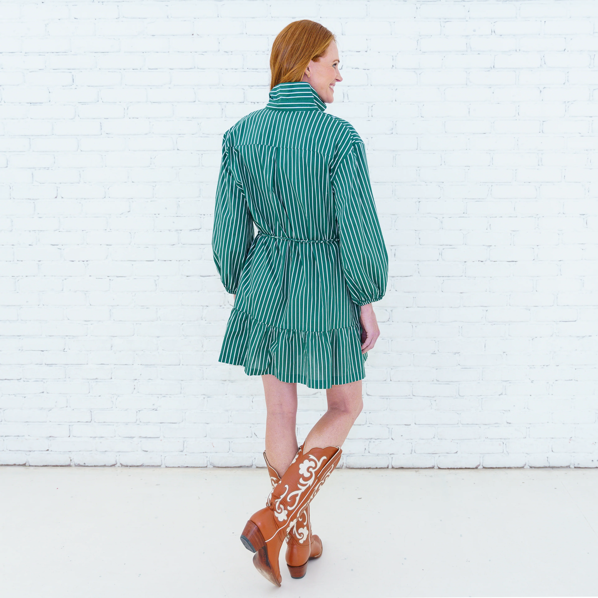 DENA STRIPE DRESS FOREST