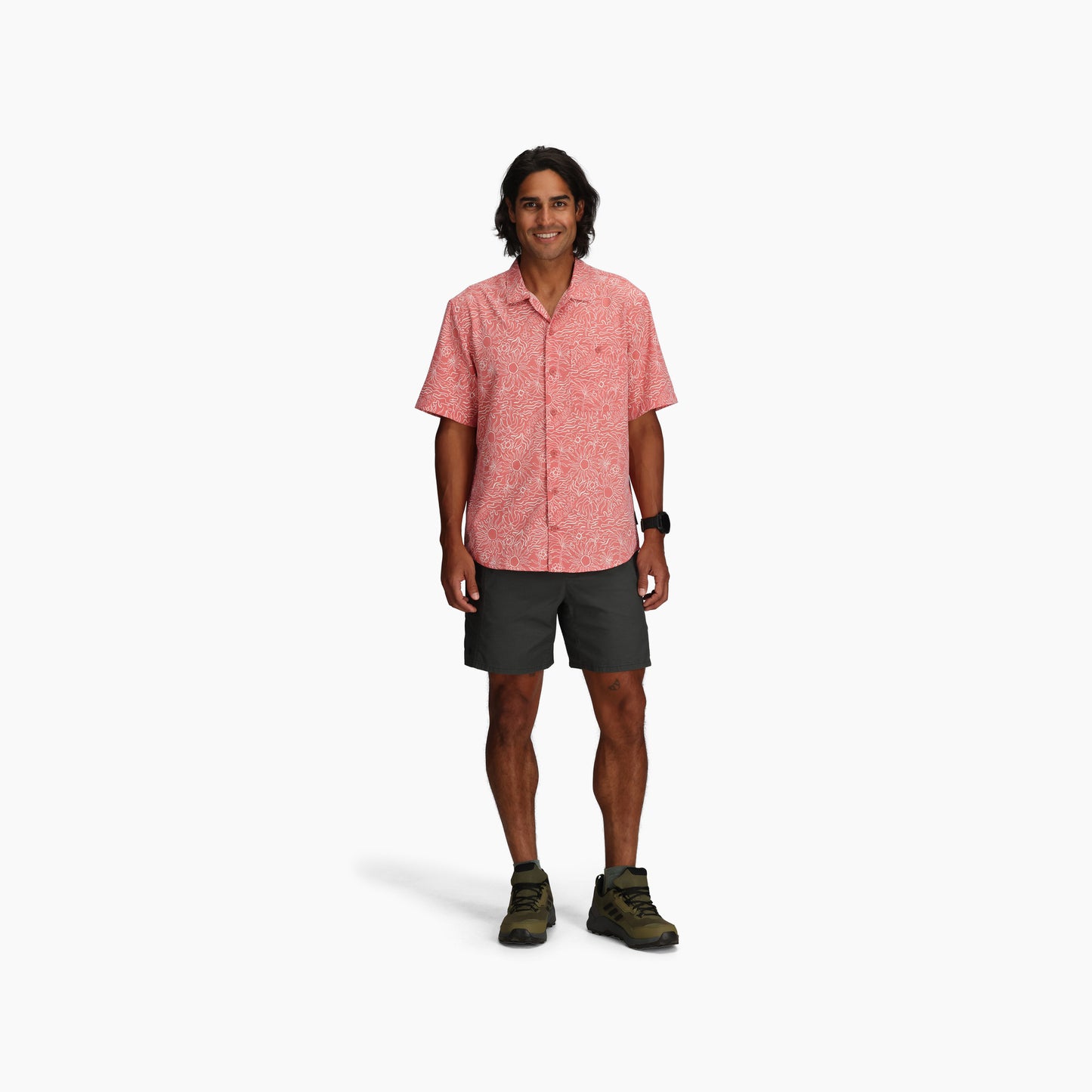 M Salathe Sun Shirt S/S - Dusty Cedar Solar Pt, pink breathable men’s shirt by ROYAL ROBBINS