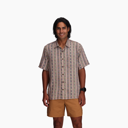 M Camino Pucker S/S short sleeve shirt with vintage-inspired geometric striped pattern by ROYAL ROBBINS