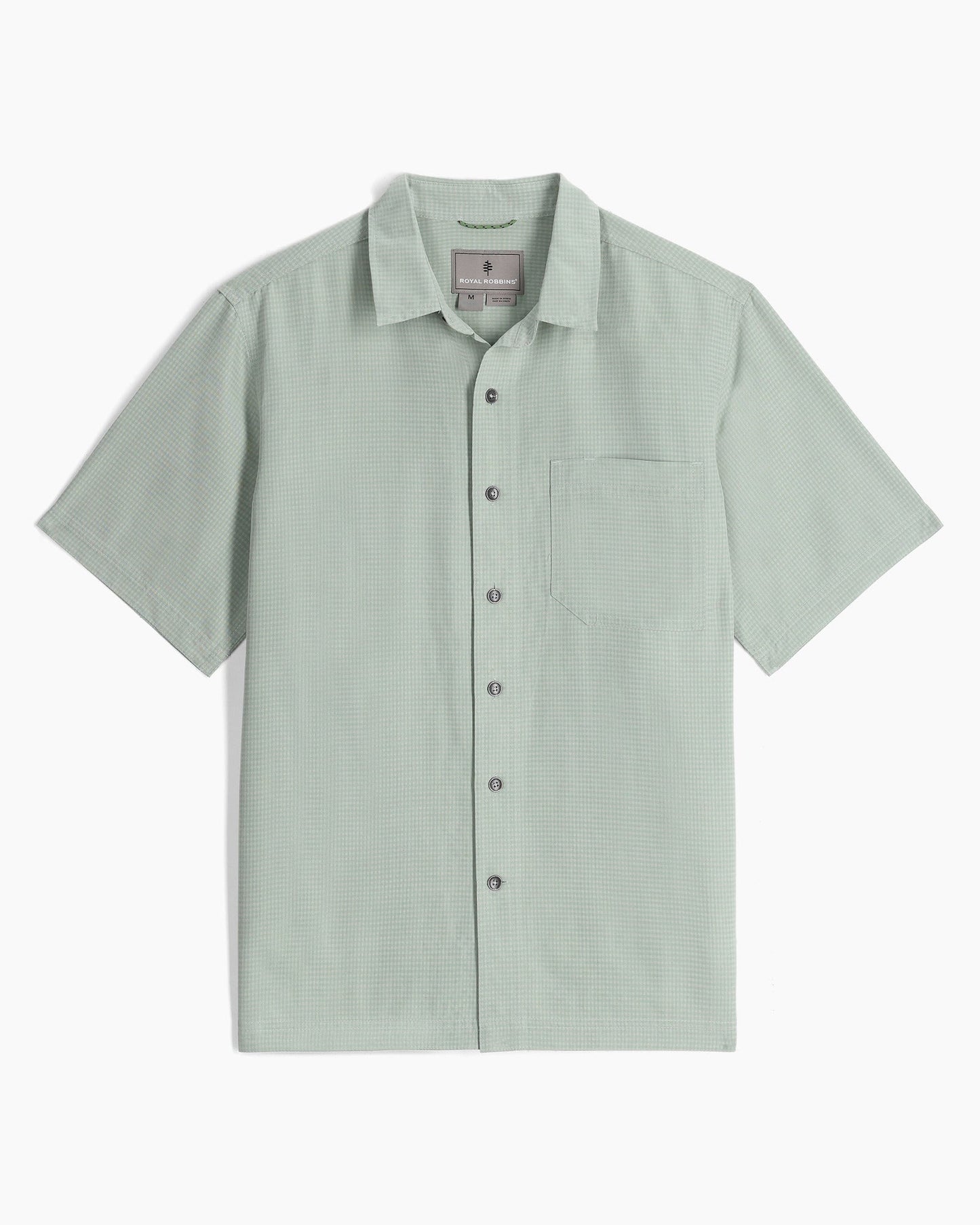 Desert Pucker Dry Short Sleeve - Sage Leaf breathable quick-dry green checkered shirt by ROYAL ROBBINS