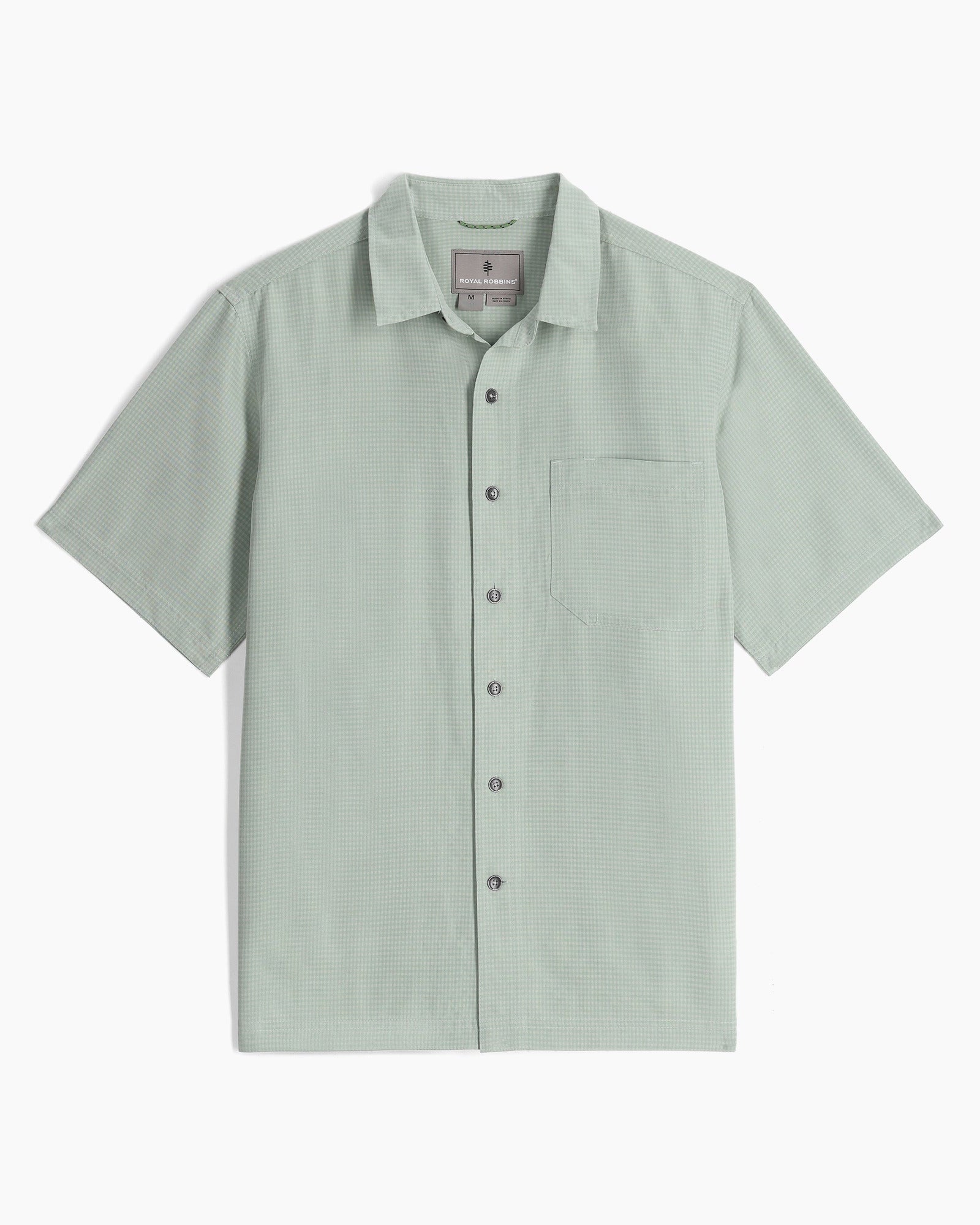 Desert Pucker Dry Short Sleeve - Sage Leaf breathable quick-dry green checkered shirt by ROYAL ROBBINS