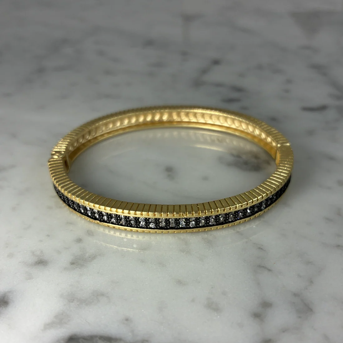 Matte Gold Hematite CZ Bangle