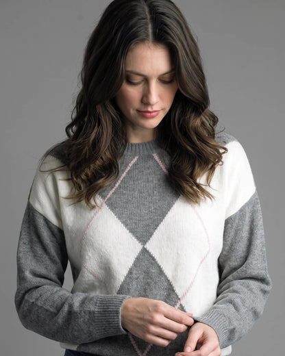 Diamond Grid Sweater - Gray