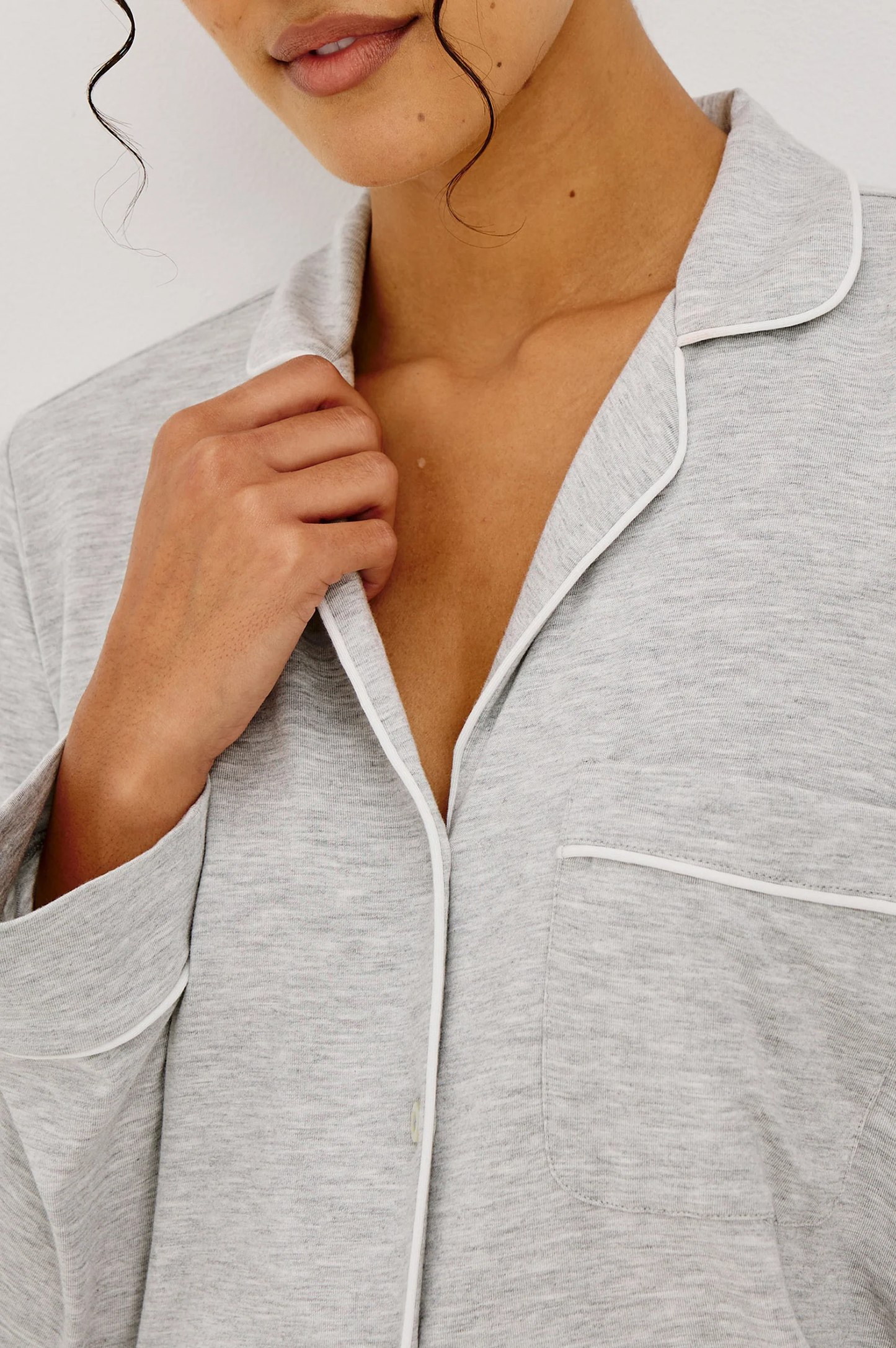 Varra Pajama Set Heather Grey RAILS gray stretch pajama shirt for women