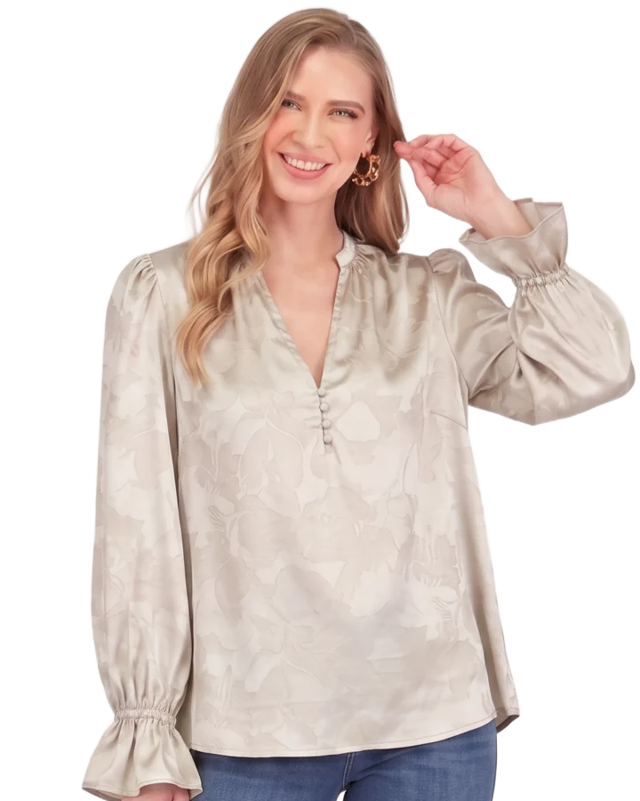 Split Neck Top- Bone
