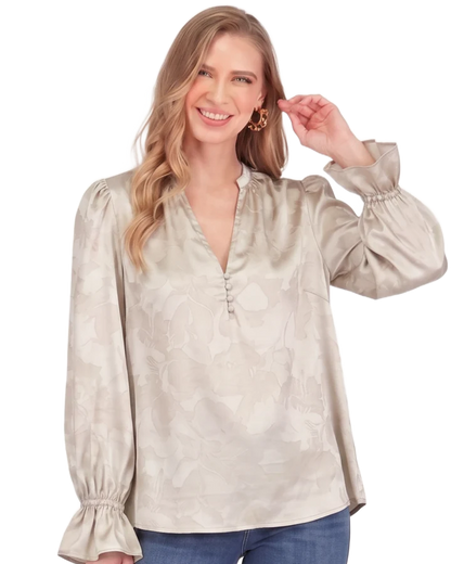 Split Neck Top- Bone