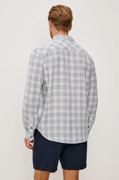 WYATT - THATCH CLOUD CREAM checkered cotton slub long sleeve shirt by RAILS, relaxed fit