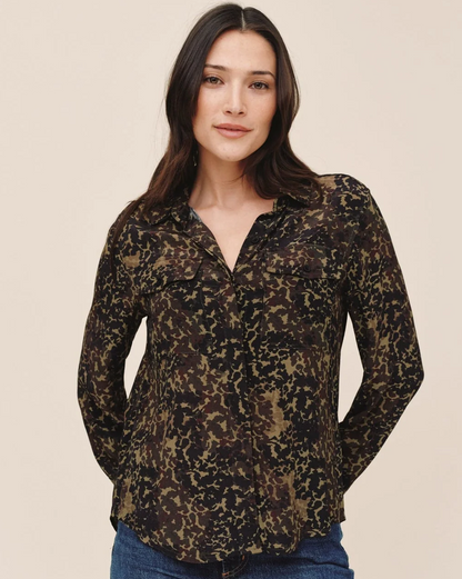 Utility Pocket Button Down - Ditsy Camo Print