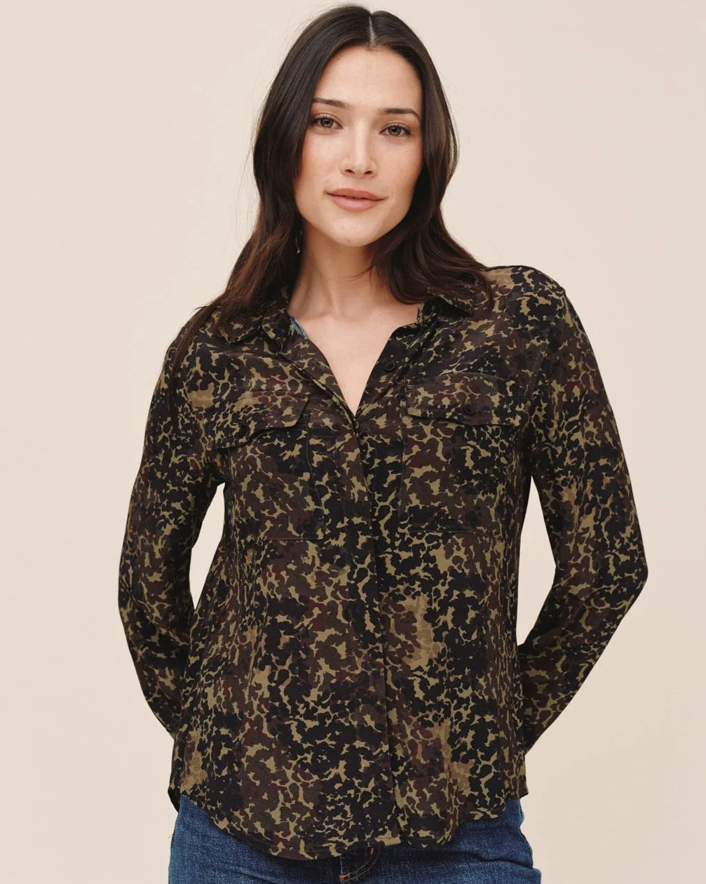 Utility Pocket Button Down - Ditsy Camo Print