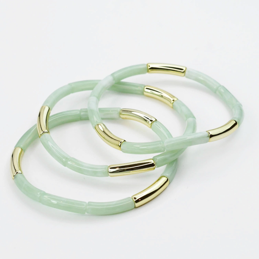 Dainty Glam Stretch Bracelet Set - Sage