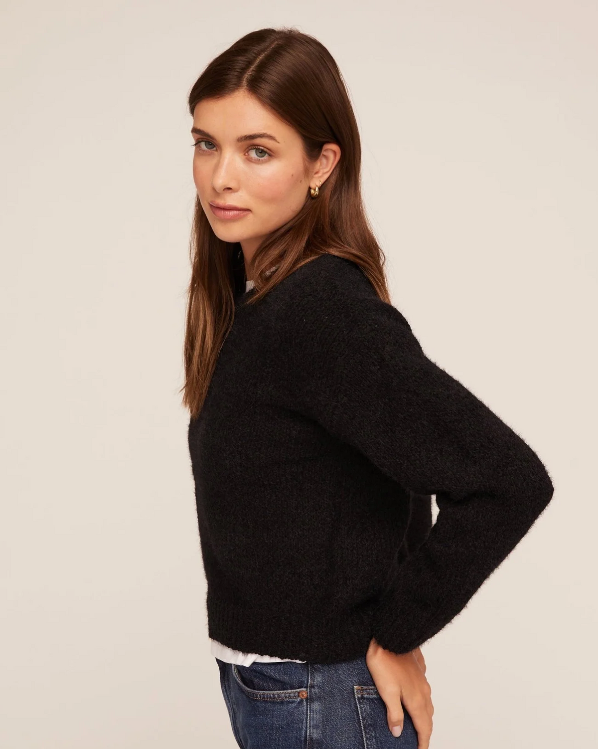 Drop Shoulder Sweater - Black