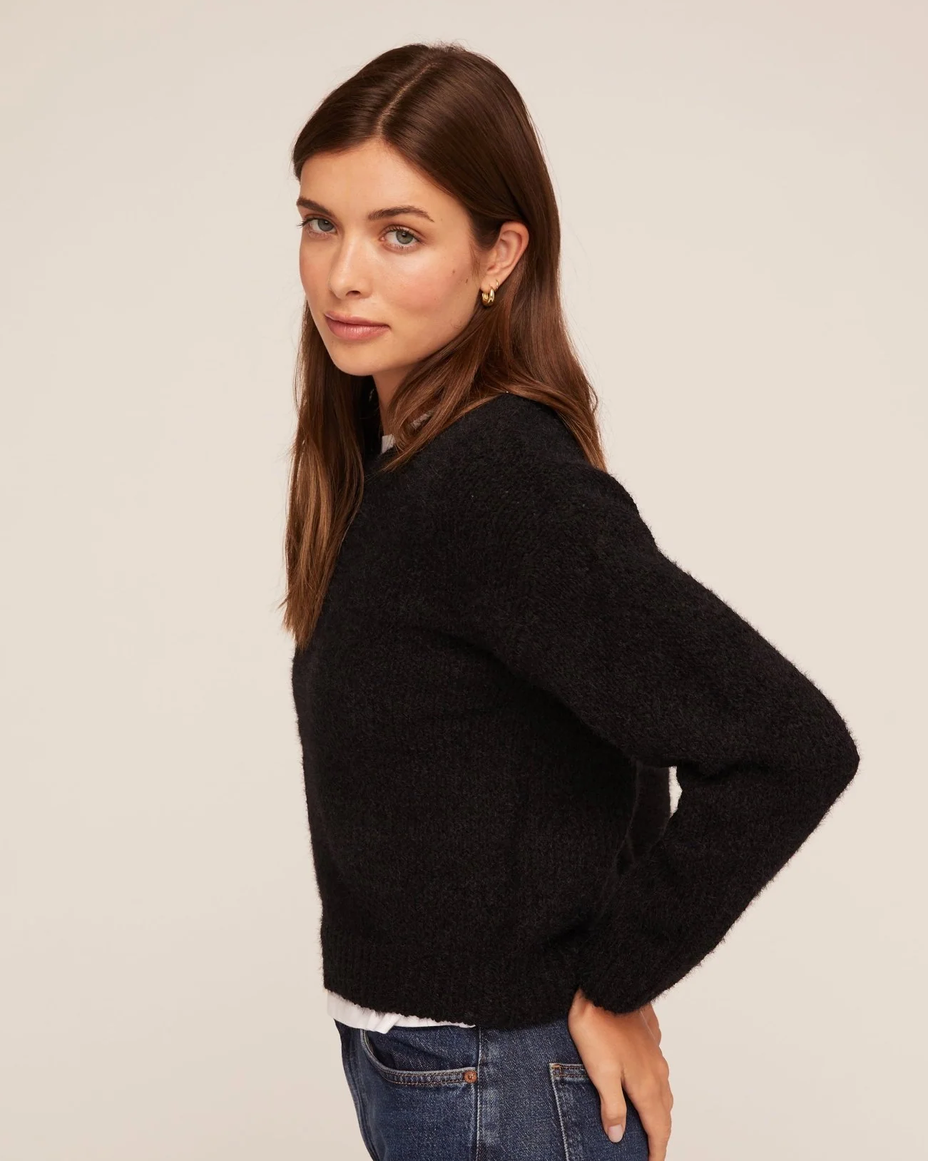 Drop Shoulder Sweater - Black