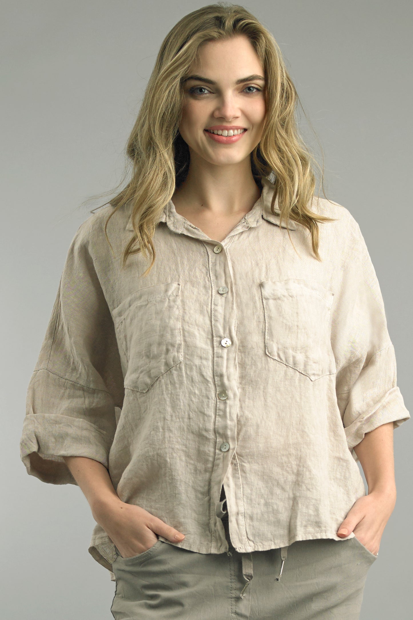 Two Pocket Linen Top