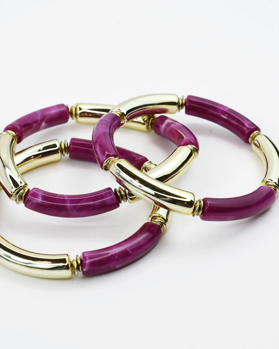 Live a Little Skinny Stretch Bracelet - Magenta