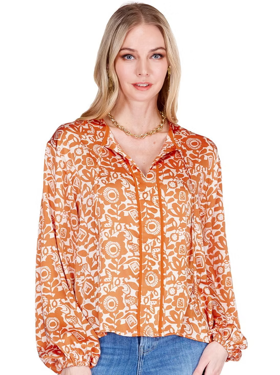 Trimmed Top - Tangerine Tango