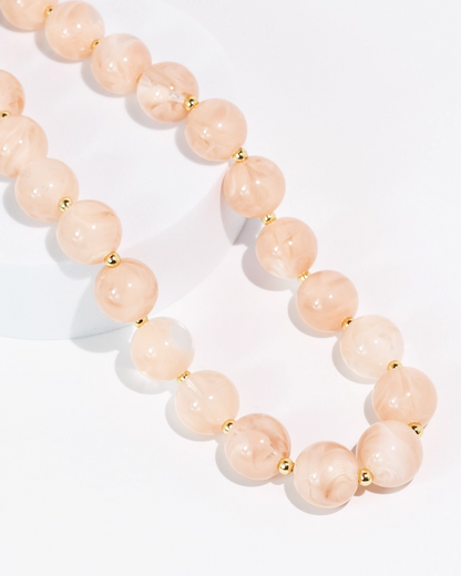 Summer Candy Beads Necklace with soft blush gemstone beads and gold accents, curated Fredericksburg TX