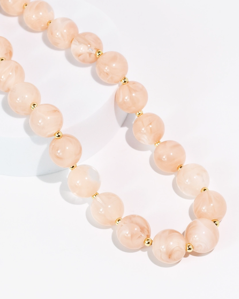 Summer Candy Beads Necklace with ocean blue and sand gemstone beads and gold accents, curated Fredericksburg TX