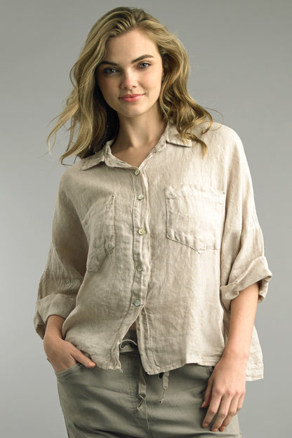 Two Pocket Linen Top