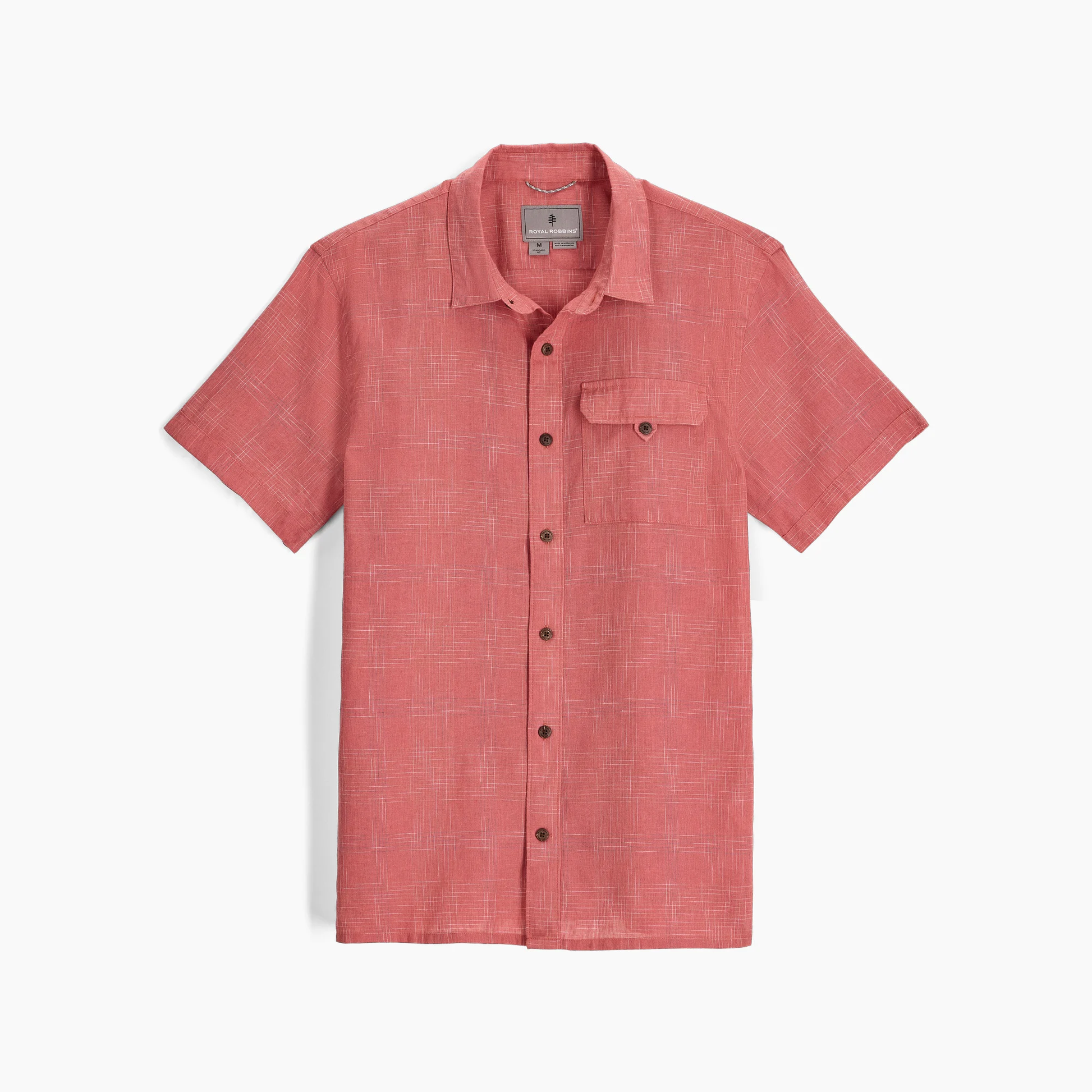 Hempline Spaced S/S - Dusty Cedar, breathable hemp blend men's shirt by ROYAL ROBBINS, curated Texas