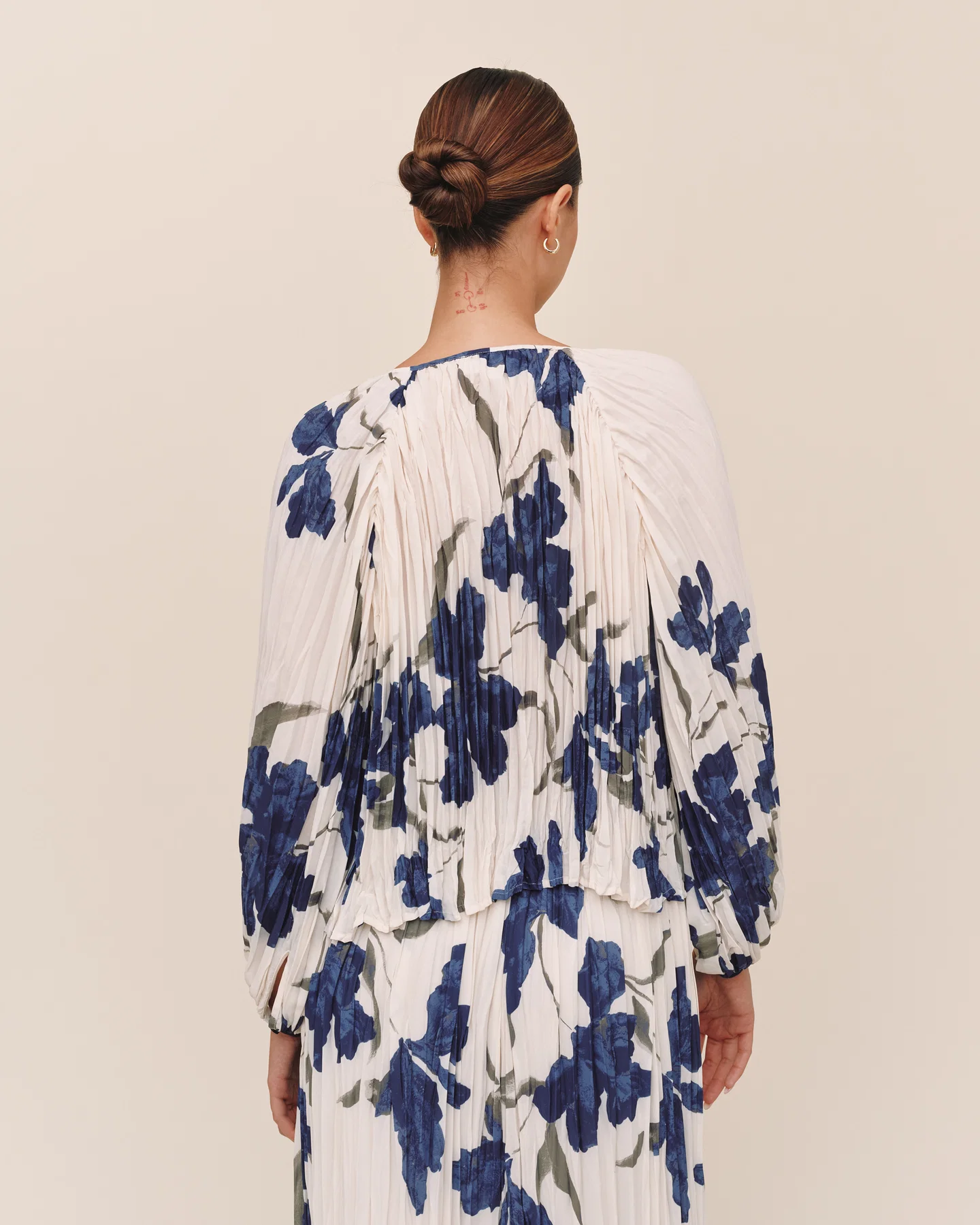 Pleated Tie Front Top - Indigo Iris