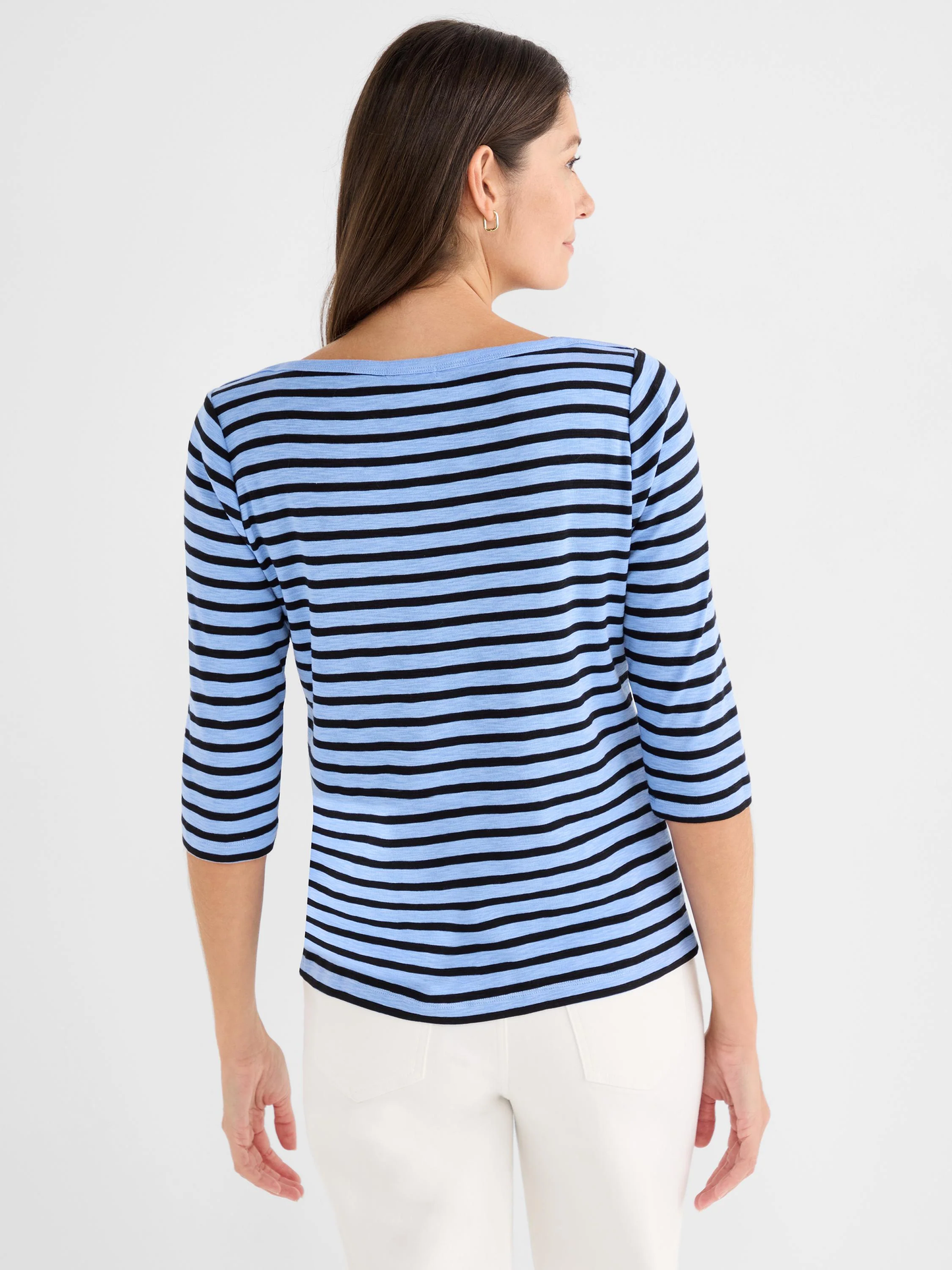 3/4 Sleeve Stripe Envelope Boat Tee