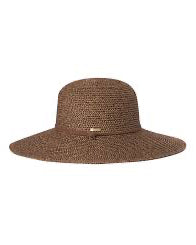 Womens Wide Brim - Genovieve natural woven sun hat with adjustable faux suede chin cord