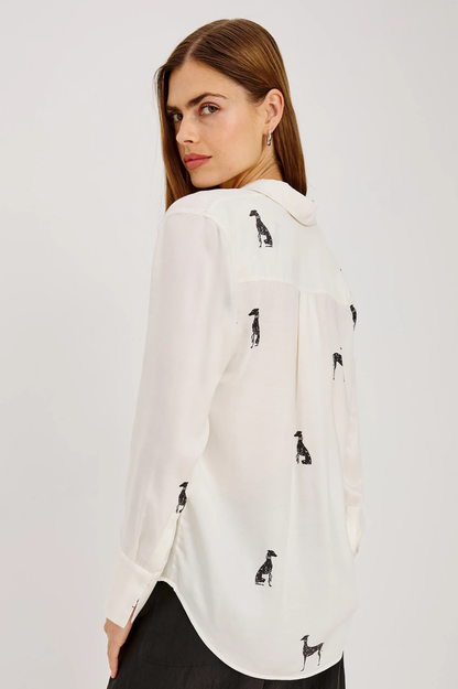 Saige - Ivory Whippets RAILS women's ivory animal print long sleeve shirt