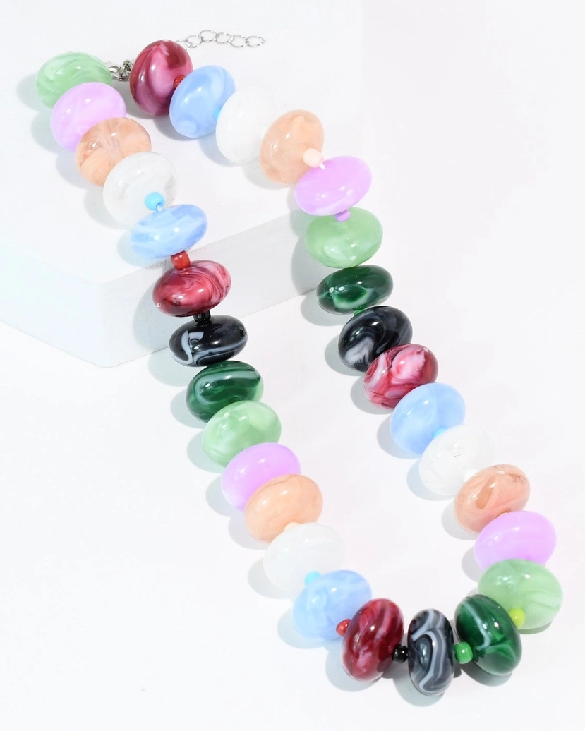 Bubbles and Bubbles Necklace with multicolored glass beads, TREASURE JEWELS, curated Fredericksburg TX