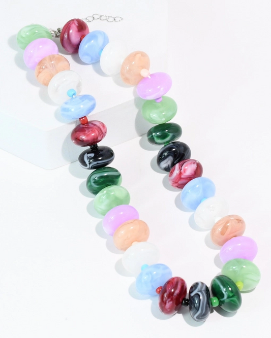 Bubbles and Bubbles Necklace with multicolored glass beads, TREASURE JEWELS, curated Fredericksburg TX