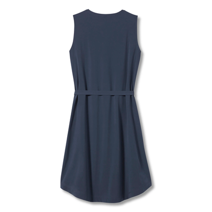 Spotless Traveler Tank Dress in navy with stain-away, quick-dry, moisture-wicking fabric
