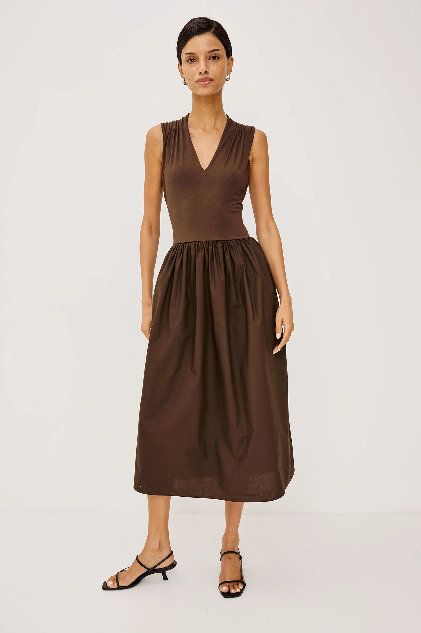 Winnie - Espresso RAILS women's brown V-neck sleeveless dress