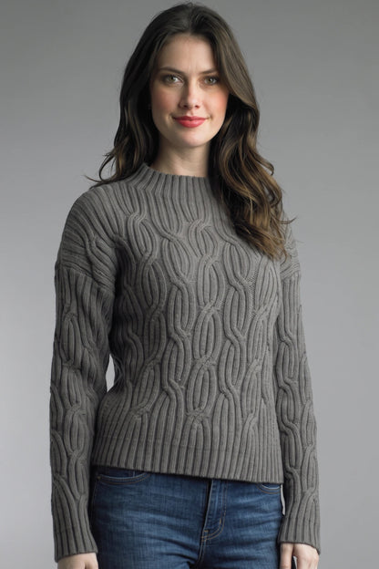 Cabel Neck Sweater - Gray
