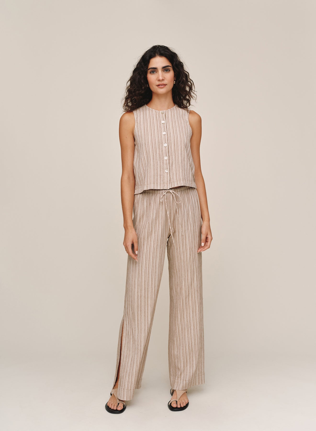 Side Slit Beach Pant - Driftwood