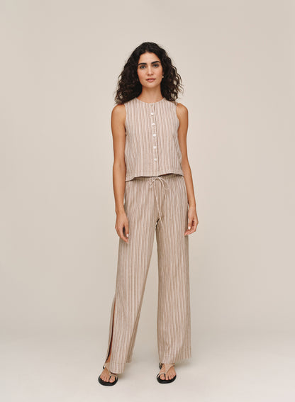 Side Slit Beach Pant - Driftwood