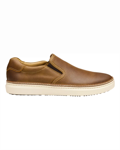 McGuffey 2 Perfed Slip On - Brown Oiled Full Grain by JOHNSTON AND MURPHY