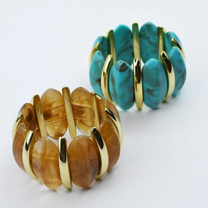 Chunk It Up Stretch Bracelet - Turquoise