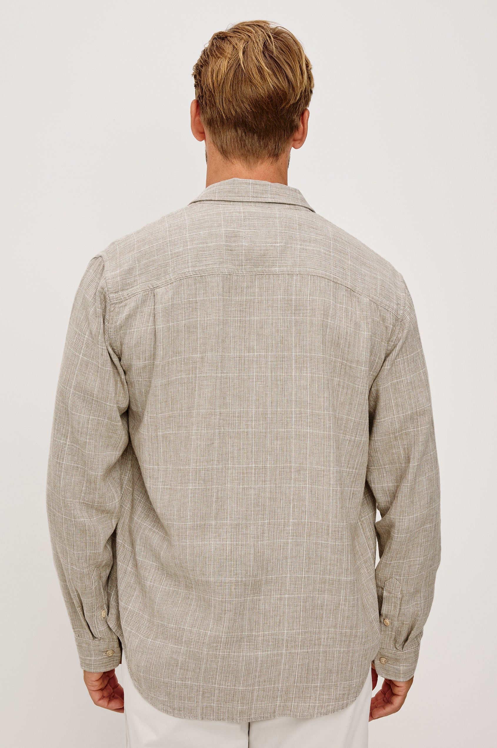 GRACY -BULGUR CREAM checkered linen-cotton long sleeve shirt by RAILS, Men's Shirts HCO
