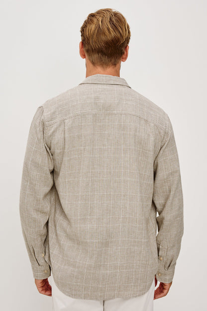 GRACY -BULGUR CREAM checkered linen-cotton long sleeve shirt by RAILS, Men's Shirts HCO