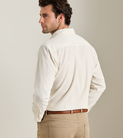 Aspen Cotton Cashmere Corduroy Sport Shirt by PETER MILLAR in beige, back view