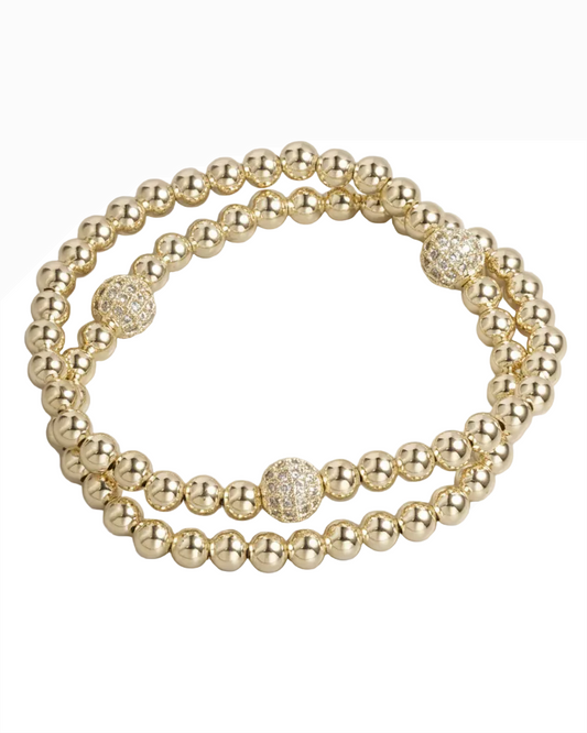 Double Layer CZ Ball Bracelet - Gold