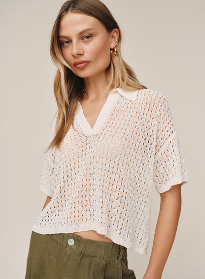 Short Sleeve Crop Pullover - Sand Stone